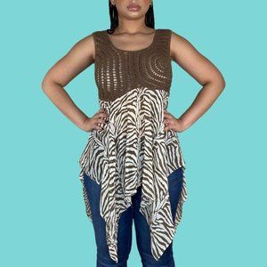 Vintage Knit Zebra Print Top